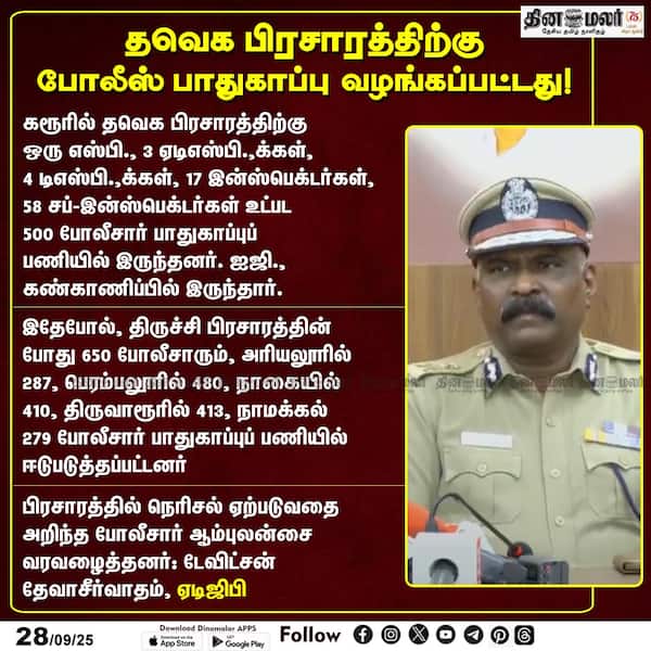 தவெக பிரசாரத்திற்கு போலீஸ் பாதுகாப்பு வழங்கப்பட்டது! 