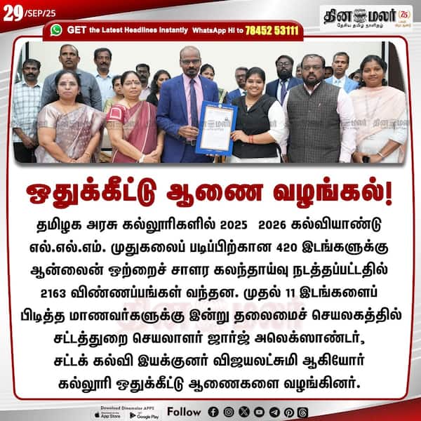 ஒதுக்கீட்டு ஆணை வழங்கல்! 