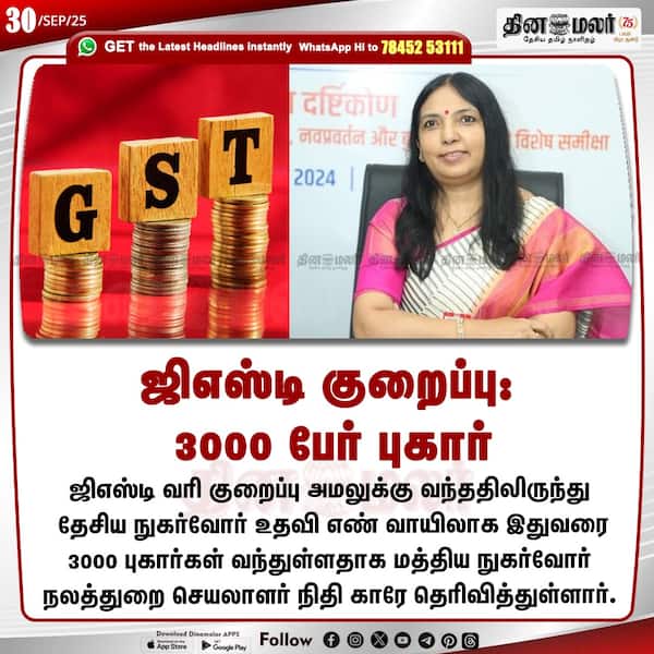 ஜிஎஸ்டி குறைப்பு: 3000 பேர் புகார் 