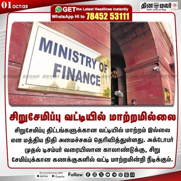 சிறுசேமிப்பு வட்டியில் மாற்றமில்லை 