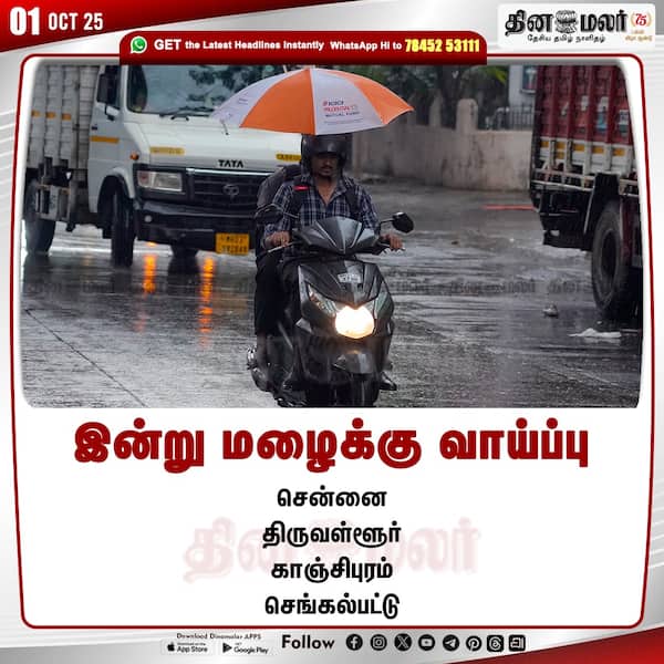இன்று மழைக்கு வாய்ப்பு 