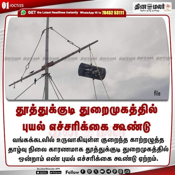 தூத்துக்குடி துறைமுகத்தில் புயல் எச்சரிக்கை கூண்டு 