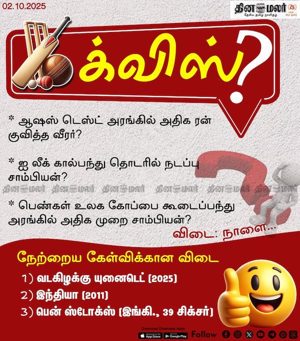 ஸ்போர்ட்ஸ் க்விஸ்? (02.10.2025)