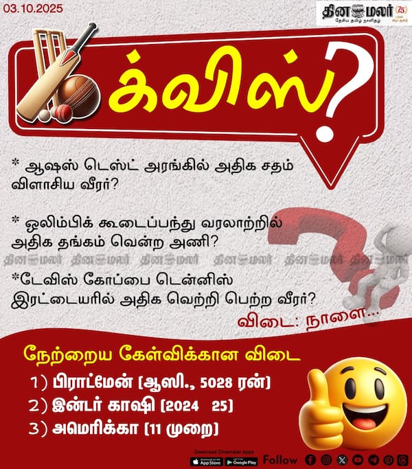 ஸ்போர்ட்ஸ் க்விஸ்? (03.10.2025) 
