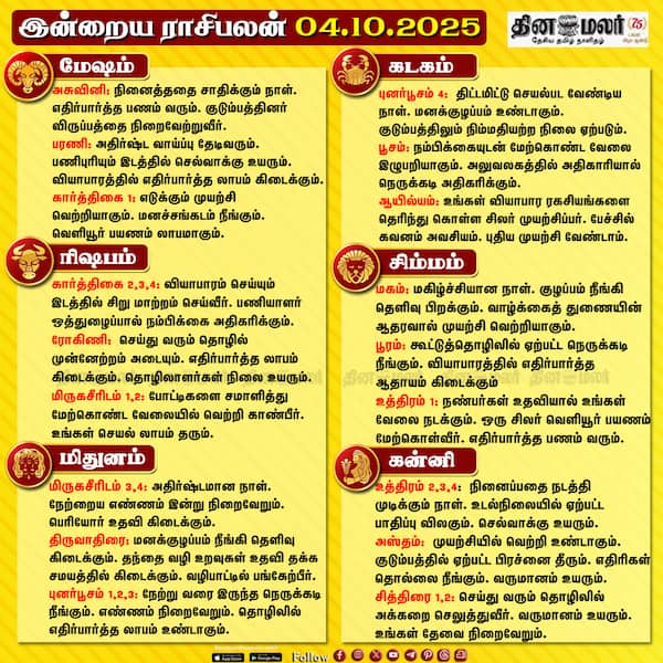  இன்றைய ராசிபலன்[ 04.10.2025 ] 