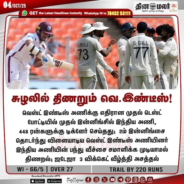 சுழலில் திணறும் வெ.இண்டீஸ்! 