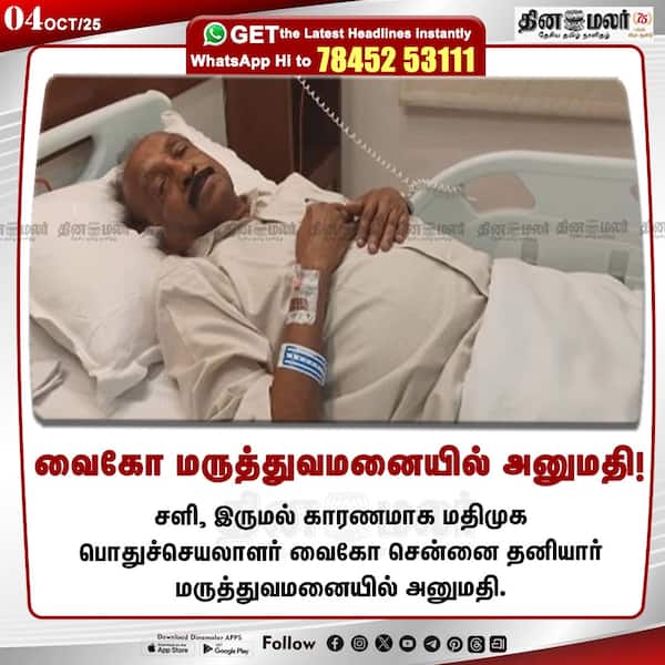 வைகோ மருத்துவமனையில் அனுமதி! 