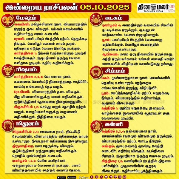இன்றைய ராசிபலன்[ 05.10.2025 ] 
