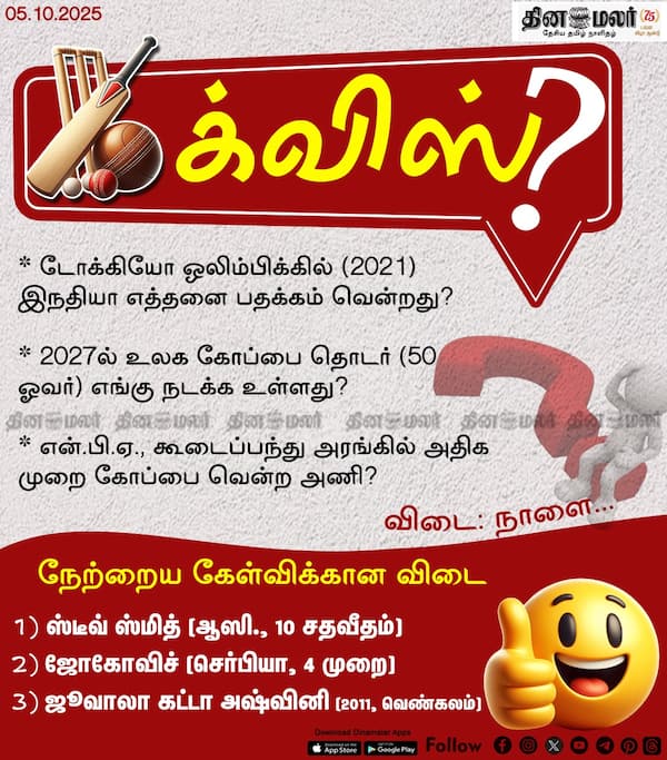 ஸ்போர்ட்ஸ் க்விஸ்? (05.10.2025) 