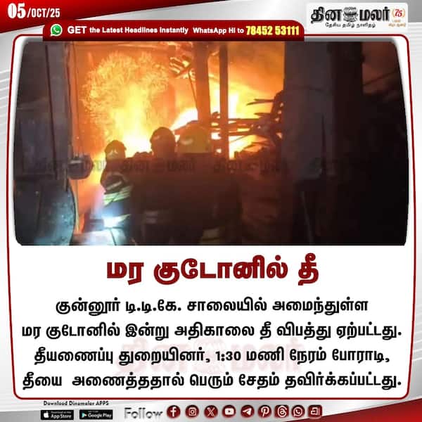மர குடோனில் தீ 