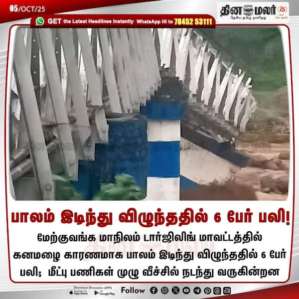 பாலம் இடிந்து விழுந்ததில் 6 பேர் பலி!
