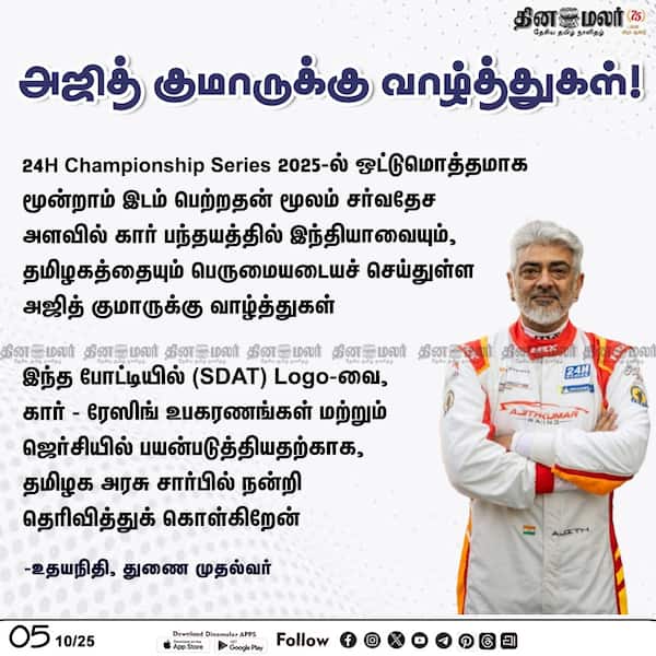 அஜித் குமாருக்கு வாழ்த்துகள்! 