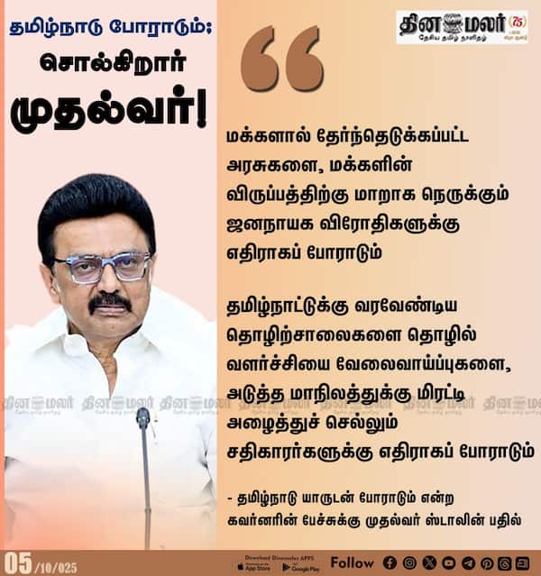தமிழ்நாடு போராடும்; சொல்கிறார் முதல்வர்! 