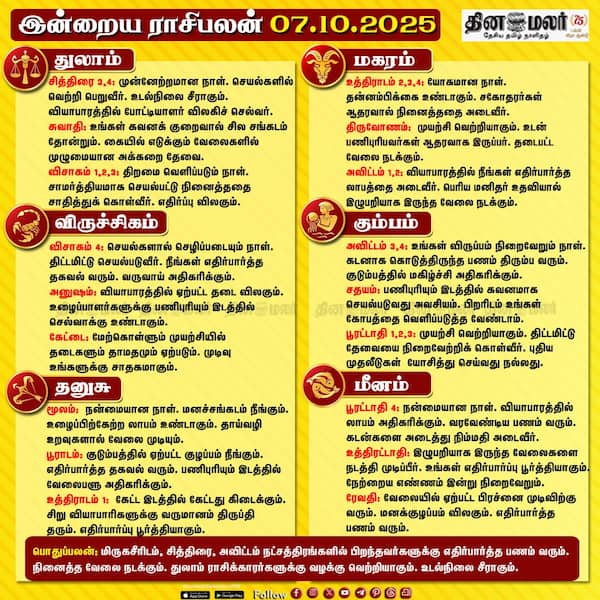 இன்றைய ராசிபலன்[ 07.10.2025 ] 