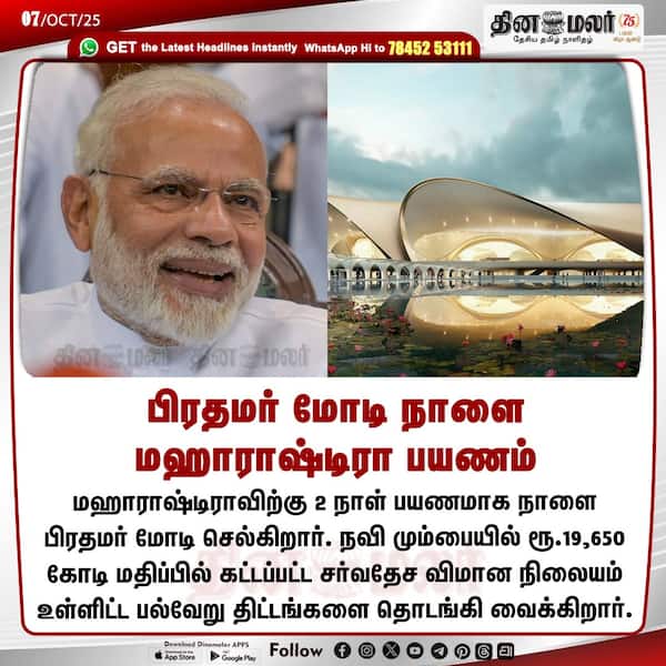 பிரதமர் மோடி நாளை மஹாராஷ்டிரா பயணம் 