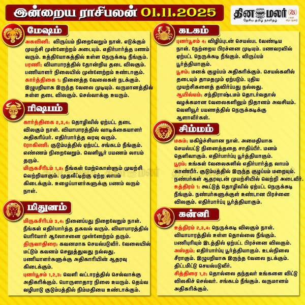 இன்றைய ராசிபலன் [ 01.11.2025] 