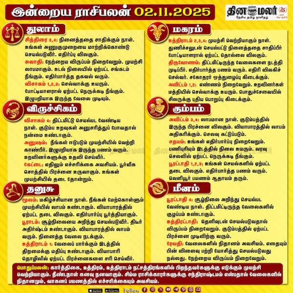 இன்றைய ராசிபலன் [02.11.2025] 