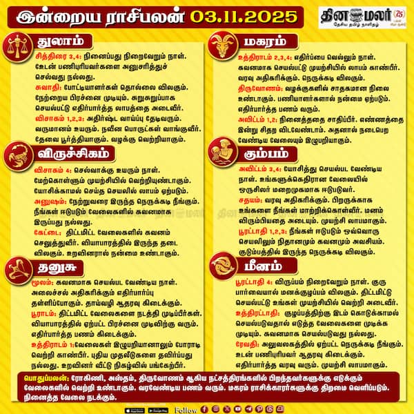 இன்றைய ராசிபலன் [03.11.2025] 