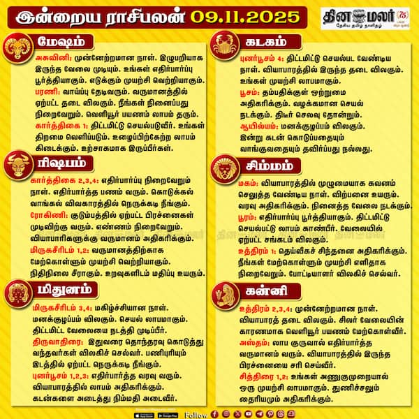 இன்றைய ராசிபலன் [09.11.2025] 
