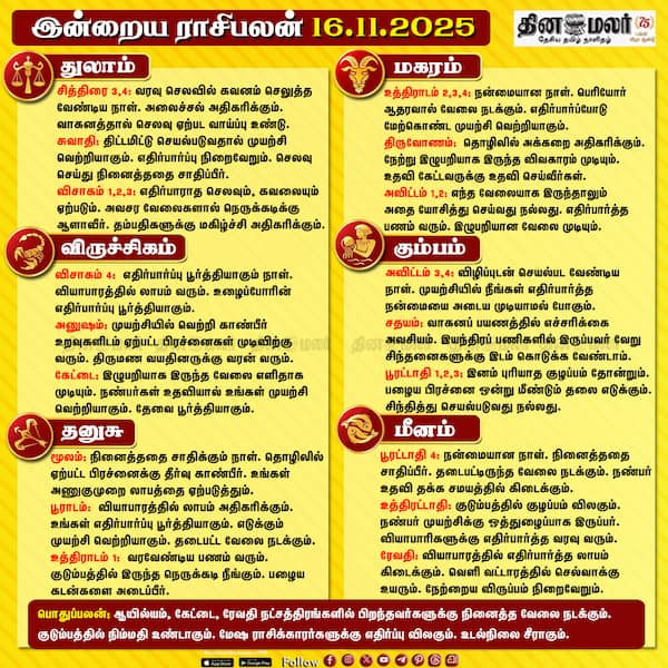 இன்றைய ராசிபலன் [16.11.2025] 