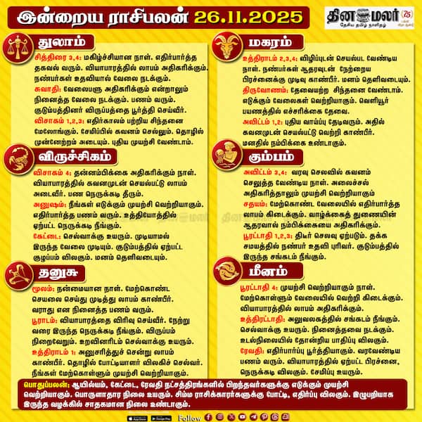 இன்றைய ராசிபலன் [26.11.2025] 