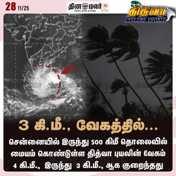 3 கி.மீ. வேகத்தில்... 