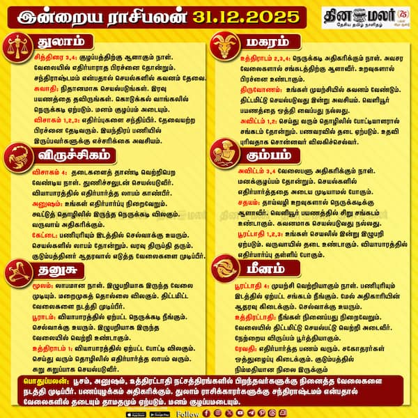 இன்றைய ராசிபலன் (31-12 -2025) 