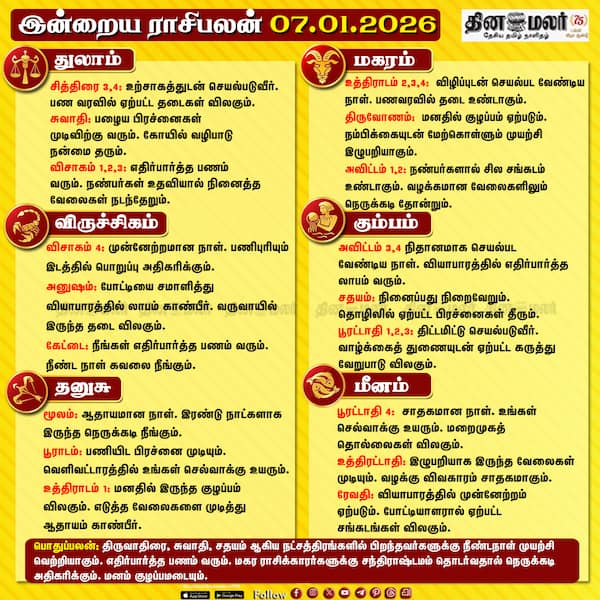 இன்றைய ராசிபலன் (07-01-2026)