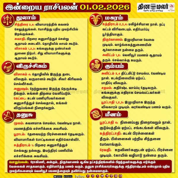 இன்றைய ராசிபலன் (01-02-2026 )