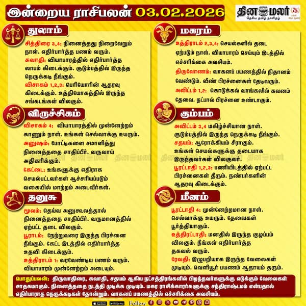 இன்றைய ராசிபலன் (03-02-2026)