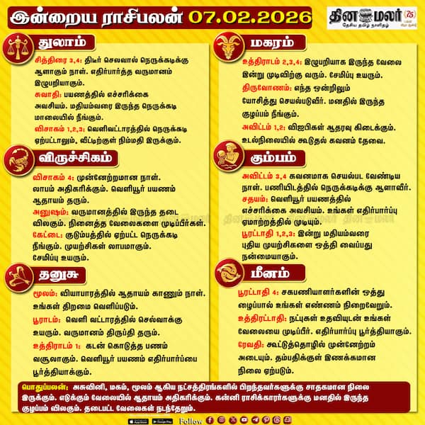 இன்றைய ராசிபலன் (07-02-2026) 