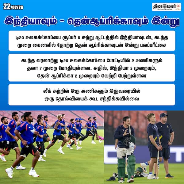 இந்தியாவும் - தென்ஆப்ரிக்காவும் இன்று 