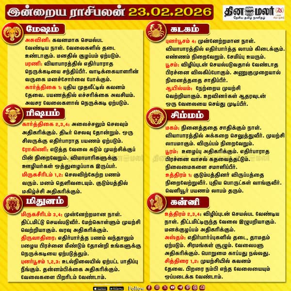  இன்றைய ராசிபலன் ( 23- 02- 2026) 