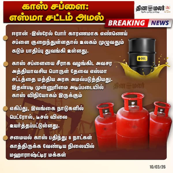 காஸ் சப்ளை: எஸ்மா சட்டம் அமல் 