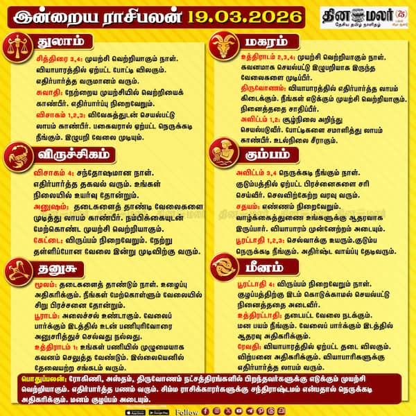 இன்றைய ராசிபலன் (19/03/2026) 