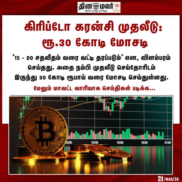 கிரிப்டோ கரன்சி முதலீடு: ரூ.30 கோடி மோசடி 