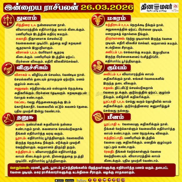 இன்றைய ராசிபலன் (26/03/2026)