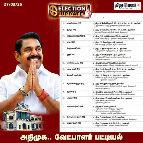 அதிமுக வேட்பாளர் பட்டியல் 3 