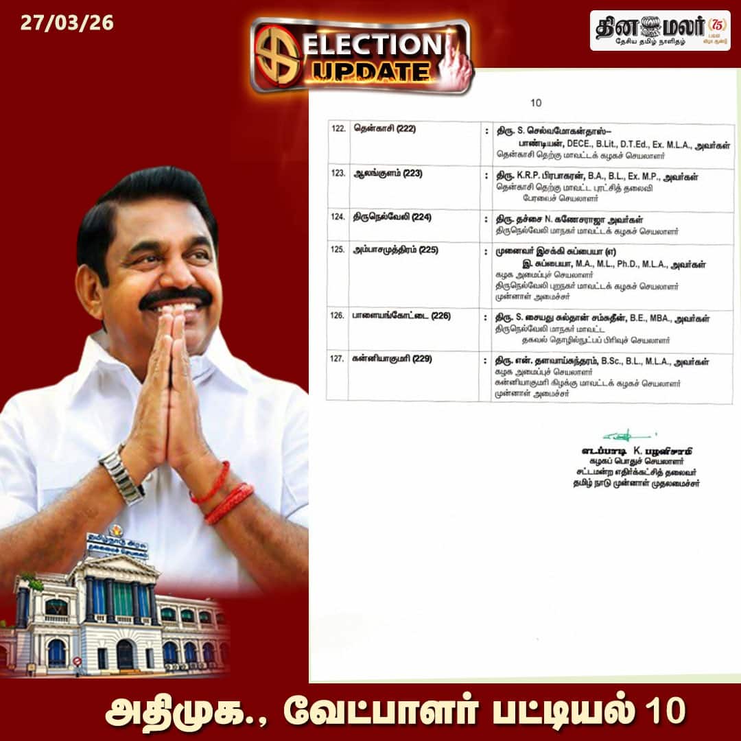 அதிமுக வேட்பாளர் பட்டியல் 10 