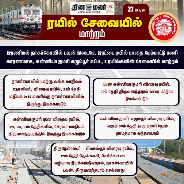 ரயில் சேவையில் மாற்றம் 