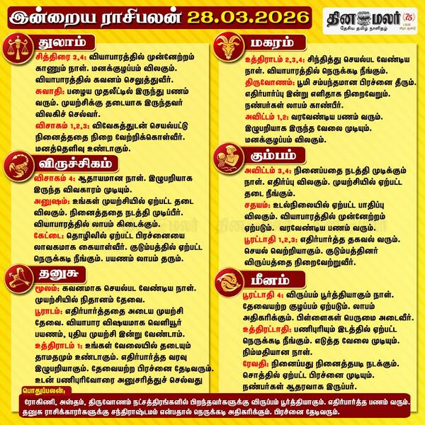இன்றைய ராசிபலன் (28/03/2026)