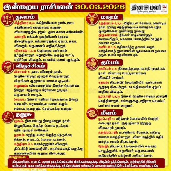 இன்றைய ராசிபலன் (30/03/2026)