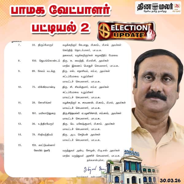 பா.ம.க. வேட்பாளர் பட்டியல் - 2