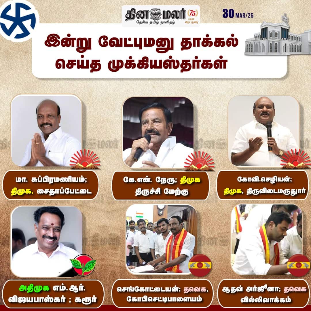 இன்று வேட்புமனு தாக்கல் செய்த முக்கியஸ்தர்கள்  