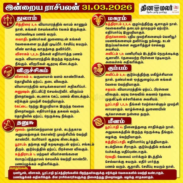 இன்றைய ராசிபலன் ( 31/03/2026)
