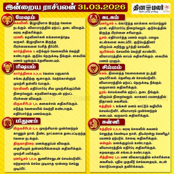 இன்றைய ராசிபலன் (31/03/2026)
