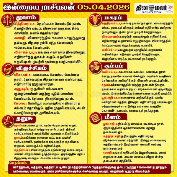 இன்றைய ராசிபலன் (05/04/2026) 
