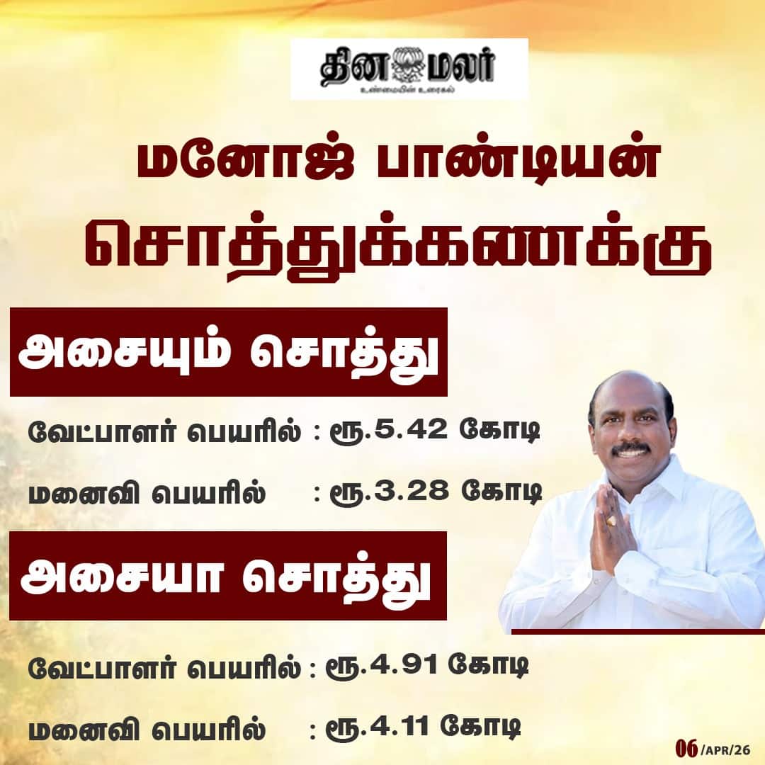 மனோஜ் பாண்டியன் சொத்துக்கணக்கு 