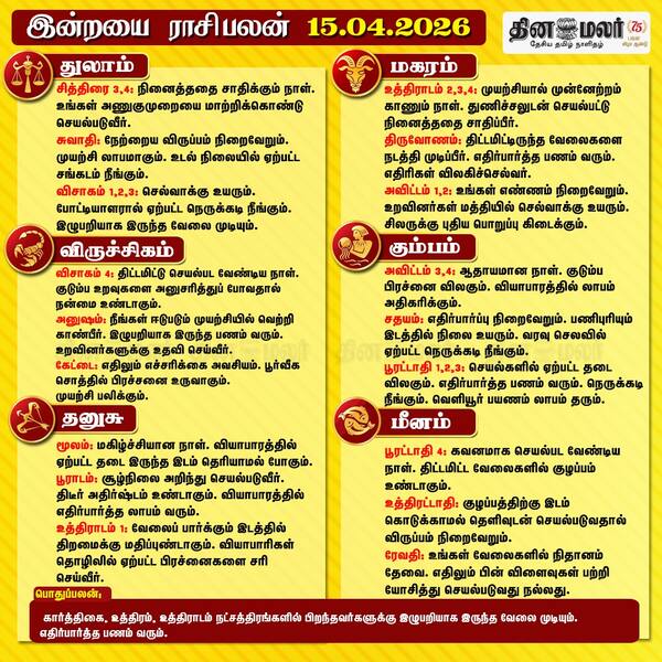 இன்றைய ராசிபலன் ( 15/04/2026 ) 