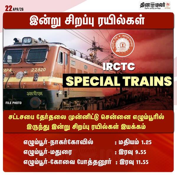 இன்று சிறப்பு ரயில்கள் 